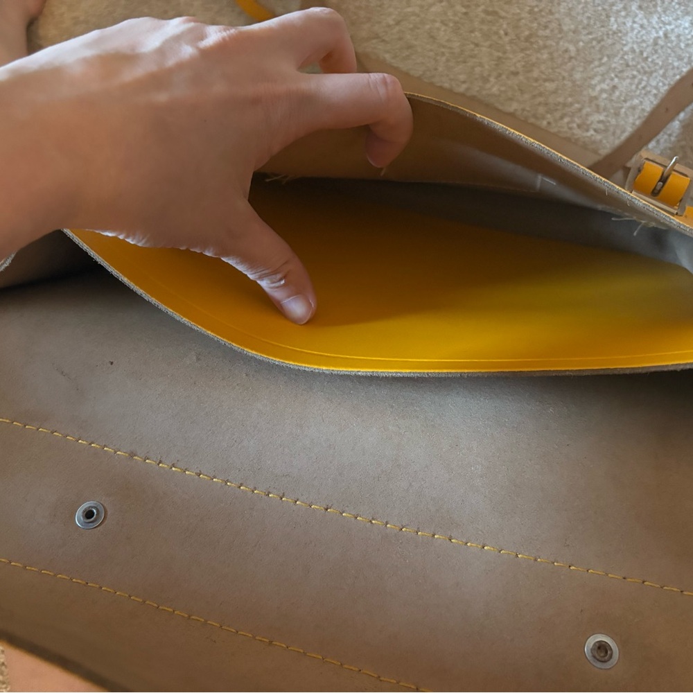 Yellow Leather Satchel - Picture 4 of 8
